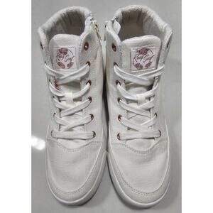 Roxy Women’s Camy U White High Top Sneakers Canvas Shoes Size 9 Casual Zip Lace
